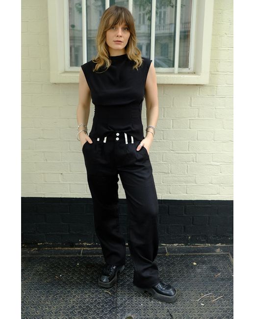 No Emotions UK Black Linen Trousers