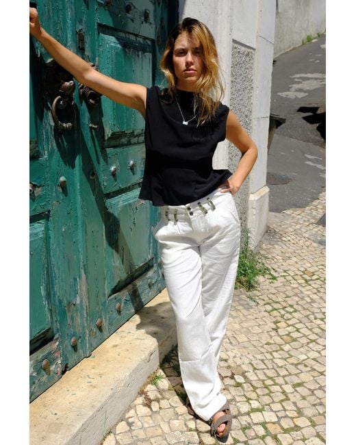 No Emotions UK Green Linen Trousers