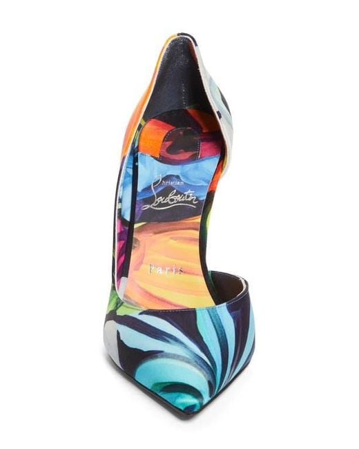 Christian Louboutin Blue Iriza Flower Pointed Toe Half D'Orsay Pump
