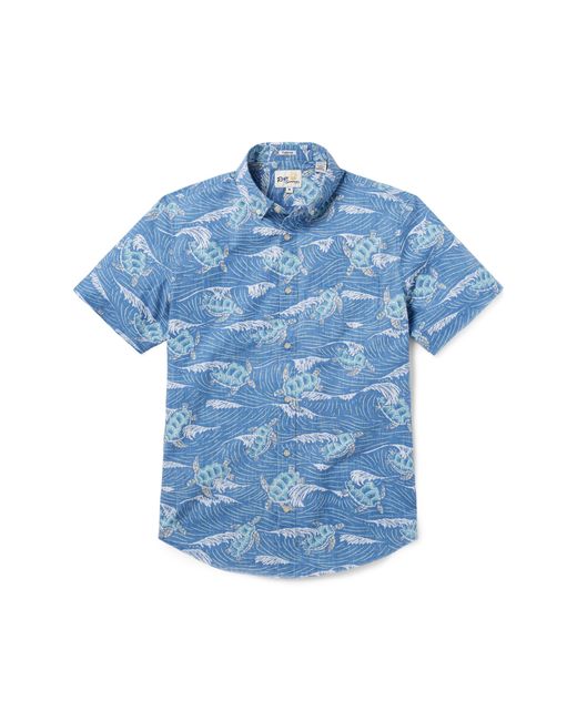 Reyn Spooner Blue Honu Aukai Tailored Fit Short Sleeve Button-down Shirt for men