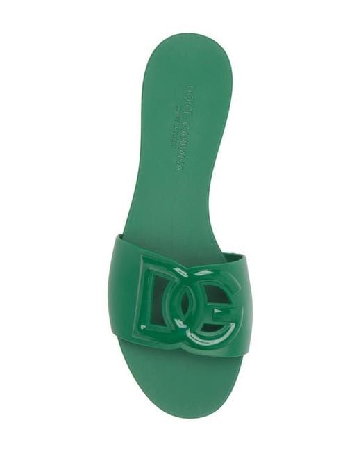 Dolce & Gabbana Green Bianca Dg-logo Slides