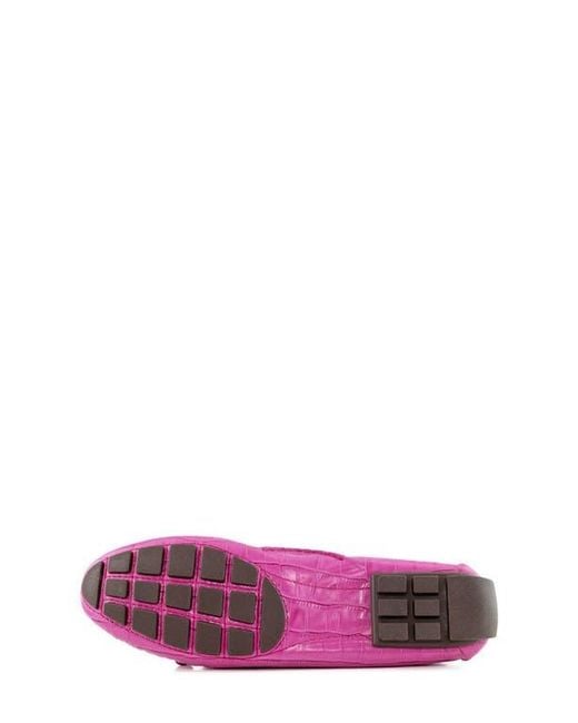 Marc Joseph New York Pink Cypress Hill Croco Tiebow Driver Loafer
