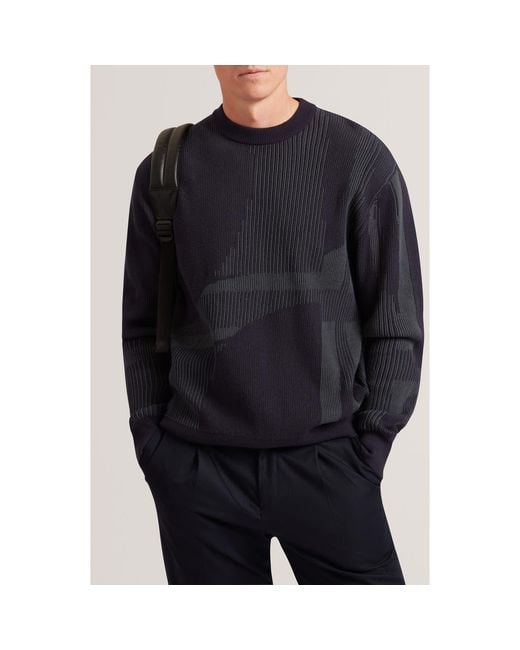 Ted Baker Men's Black Wilan Rib Abstract Sweater
