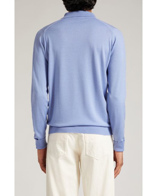 John Smedley Cotswold Wool Polo Sweater in Blue for Men | Lyst