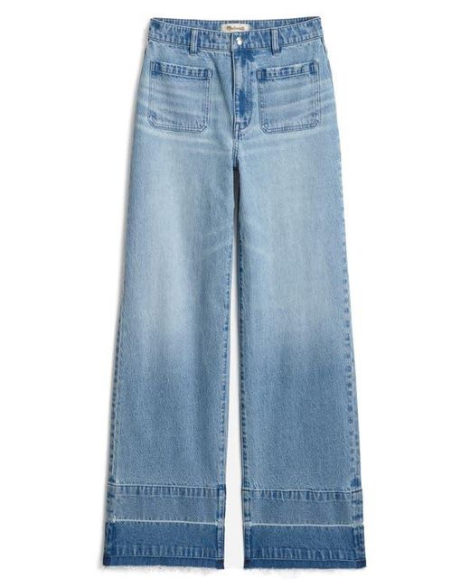 Madewell Blue The Emmett Release Hem Patch Pocket Wide Leg Jeans