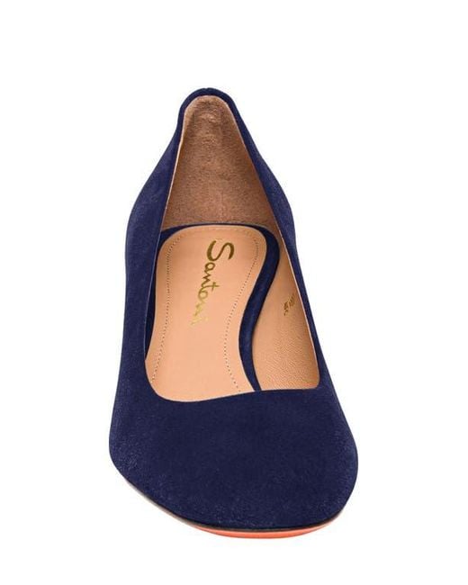 Santoni Blue Suede Low-Heel Pump