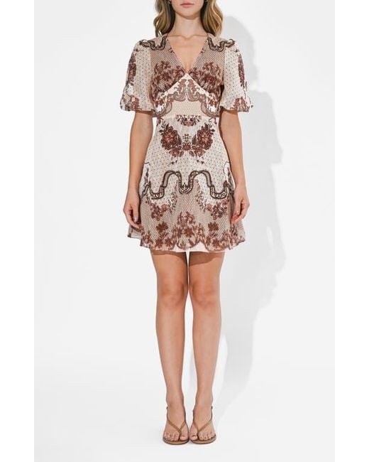 red lace tiered dress Sweetheart Trimmed Tiered Midi Dress Small
