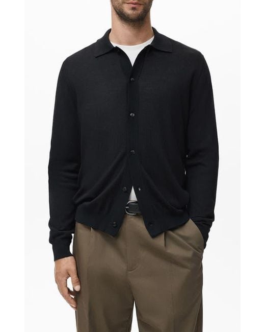 Mango Black Wool Cardigan for men