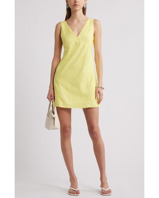 Open Edit Yellow Sleeveless Linen Blend Minidress