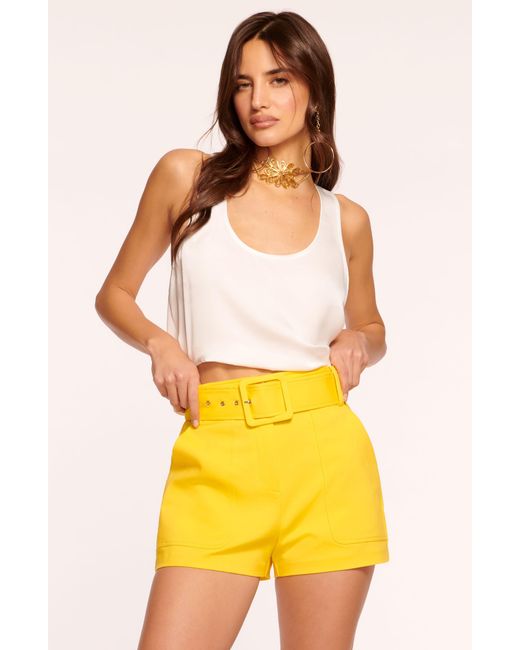 Ramy Brook Yellow Kasey Belted Shorts