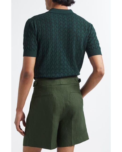 Dolce & Gabbana Green Openwork Polo Sweater for men