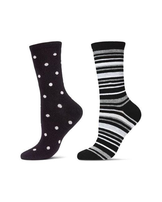 Memoi Black Assorted 2-Pack Crew Socks