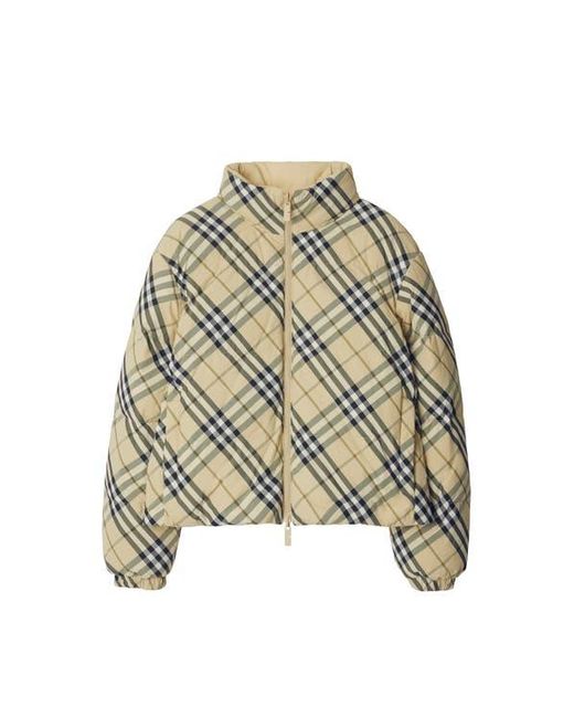 Burberry Reversible Check Puffer Jacket in Yellow | Lyst