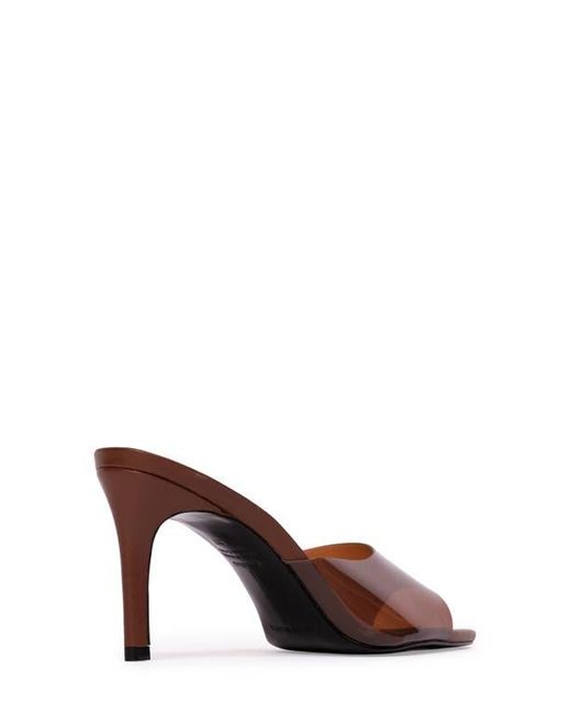 Black Suede Studio Brown Belle Open Toe Pump