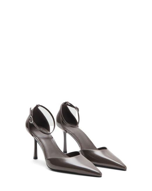 Mango White Pointed Toe Ankle Strap Pump