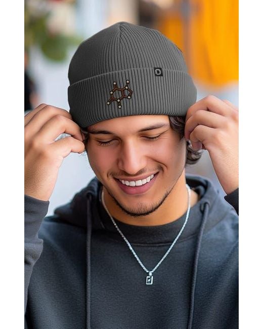 Alix Black Molecule Beanie for men