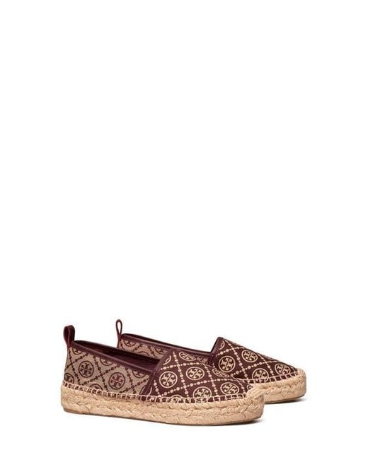 Tory Burch Pink T Monogram Platform Espadrille