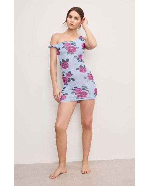 GOOD AMERICAN Blue Twist Cover-Up Mesh Minidress