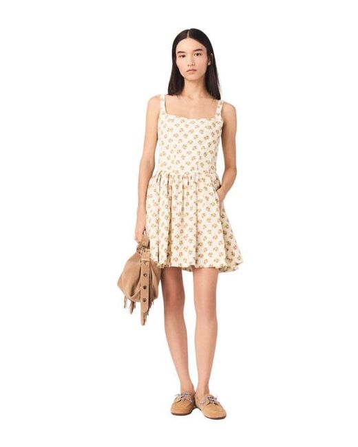 Maje Natural Short Flared Patterned Dress