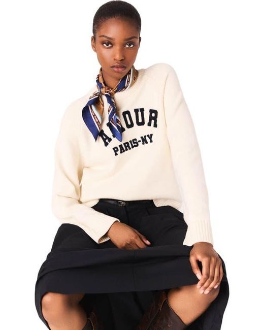 Maje White Rib Knit Sweater