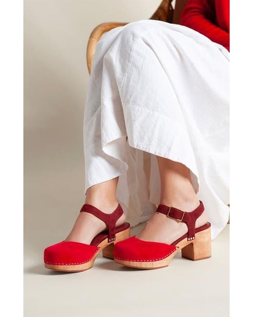 Charlotte Stone White Maud Ankle Strap Platform Clog