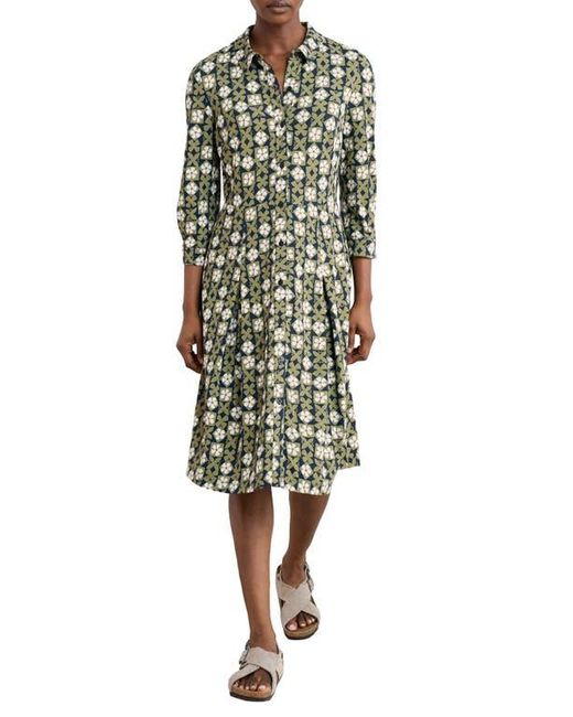 Seasalt Cornwall Green Cudden Print Organic Cotton Blend Midi Dress