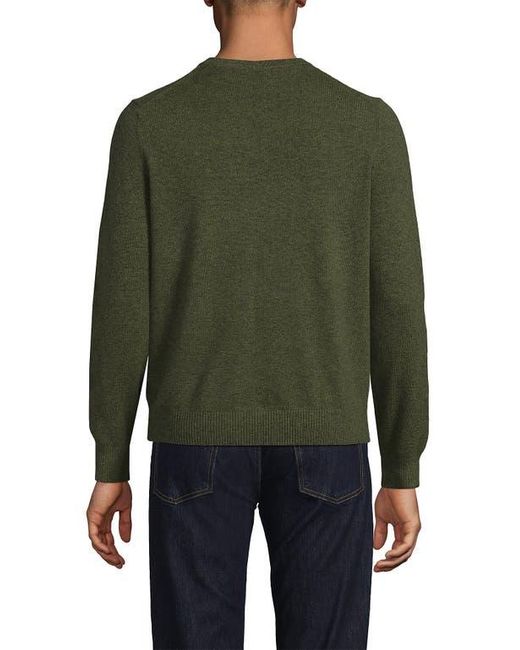 Lands' End Green Fine Gauge Cashmere V-Neck Sweater for men