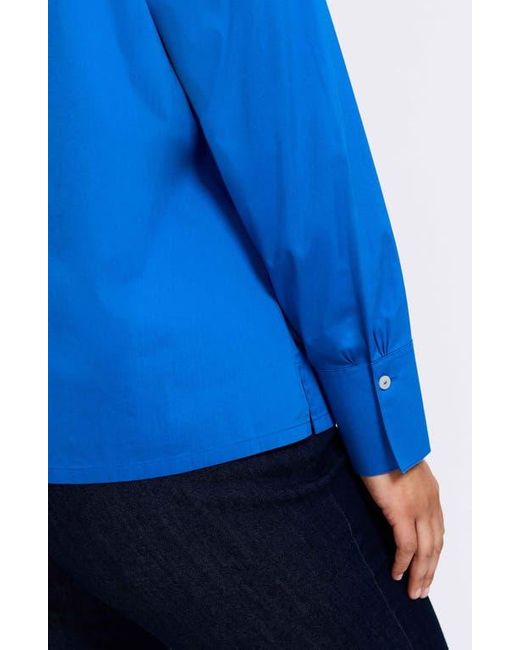 Foxcroft Blue Bella Solid Popover Top