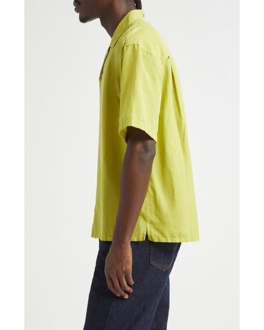 The Elder Statesman Green Silk & Cotton Jacquard Camp Shirt for men