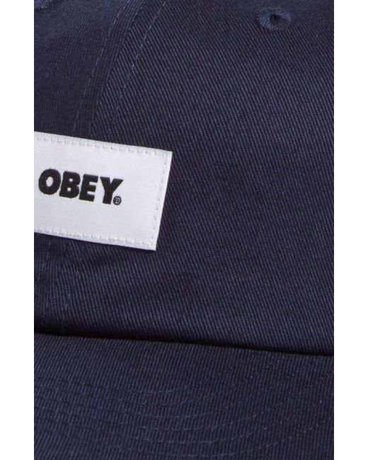 Obey Blue Bold Label Organic Cotton Baseball Cap for men