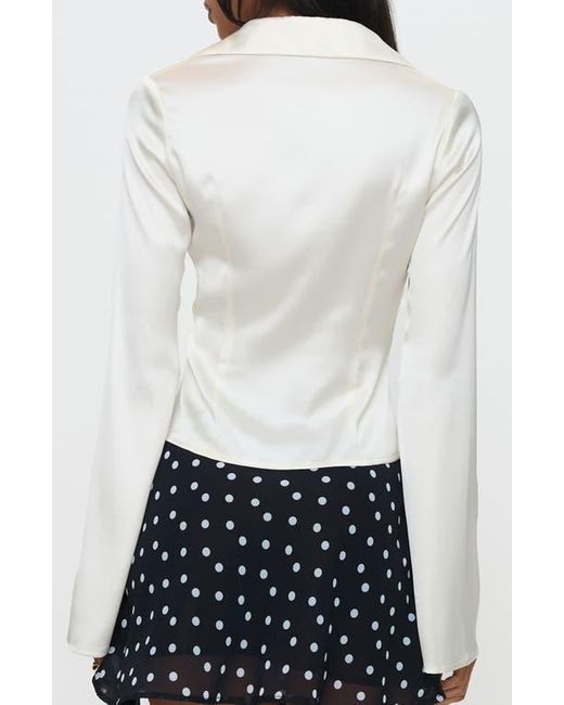 Princess Polly White Miravella Satin Button-Up Shirt