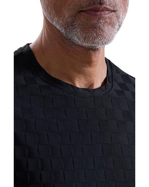 Bugatchi Black Geo Textured Cotton T-Shirt for men