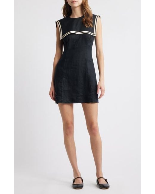 Doen Black Monroe Linen Minidress