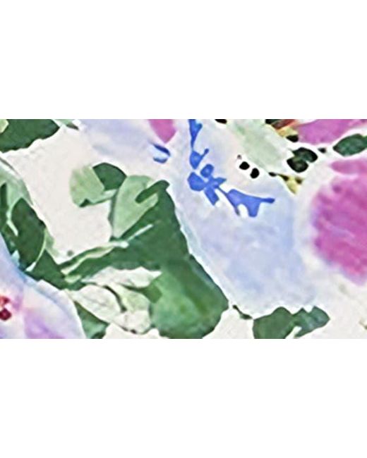 Badgley Mischka White Floral Ruffle Detail Asymmetric Midi Dress
