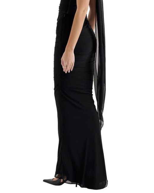 House Of Cb Black Cassidy Mesh & Tulle Maxi Skirt