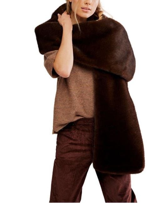 Free People Black Snow Angel Faux Fur Scarf