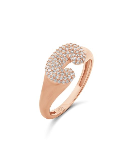 SHYMI White Pavé Bubble Initial Ring