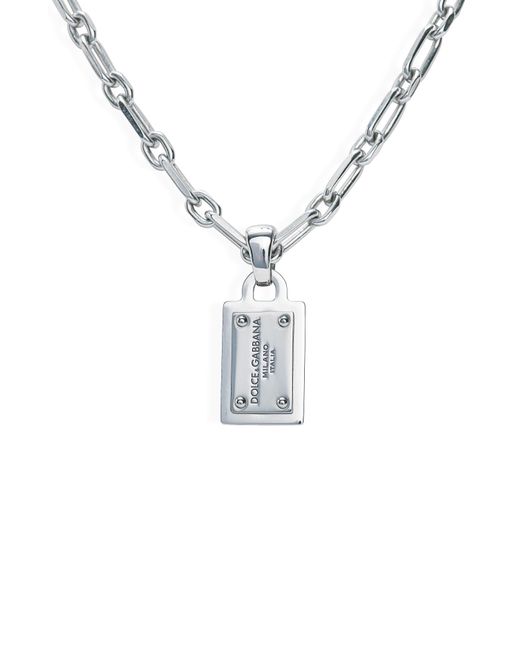 Dolce & Gabbana Logo Pendant Necklace in Metallic for Men | Lyst