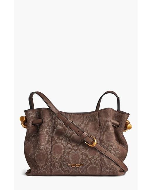 Donna Karan Brown Cashmere Python Suede Crossbody