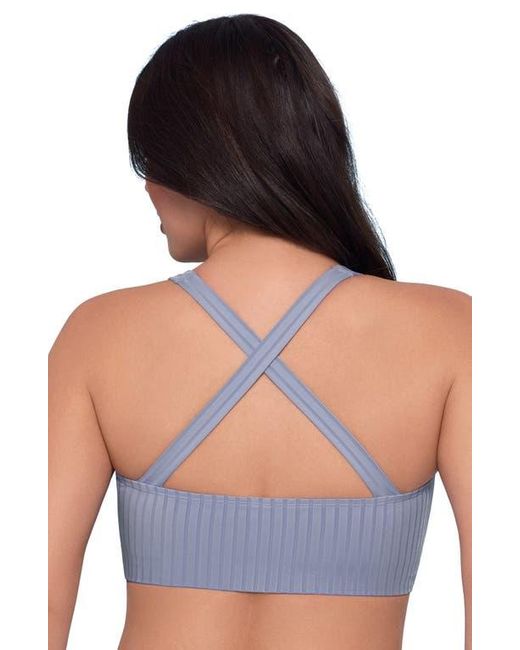 S3 Blue Ribbed Scoopneck Crossback Bikini Top