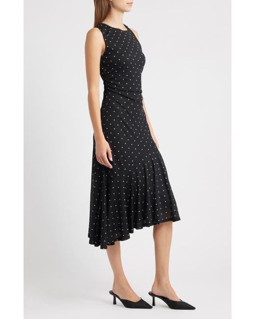 Rails Black Daija Polka Dot Sleeveless Asymmetric Midi Dress