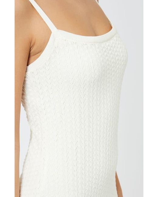 French Connection White Cotton Blend Pointelle Sweater Maxi Dress