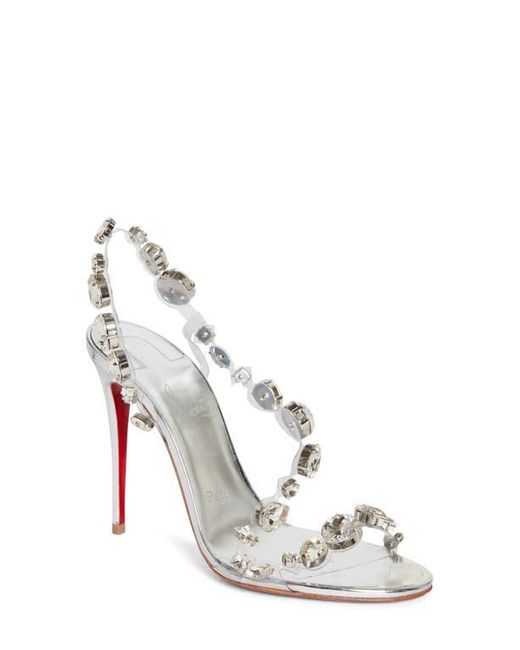 Christian Louboutin White Rosalie Crystal Embellished Slingback Sandal