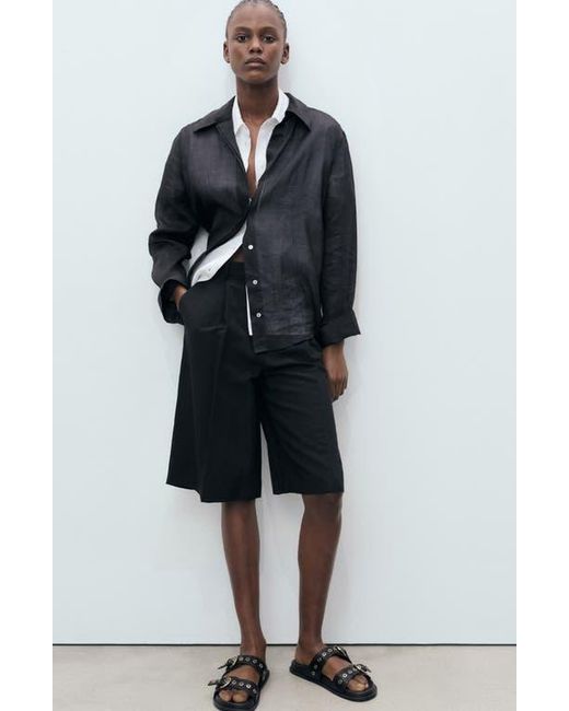 Mango Black Buckle Slide Sandal