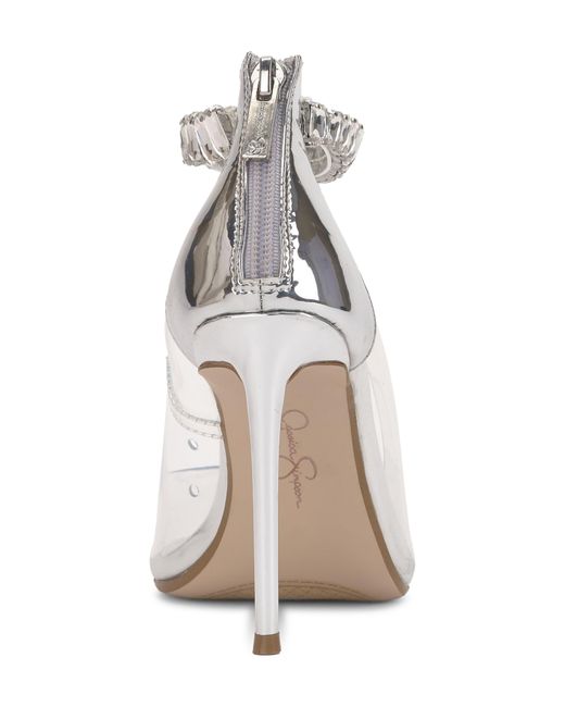 Jessica Simpson White Samiyah Embellished Ankle Strap Pointed Toe Pump