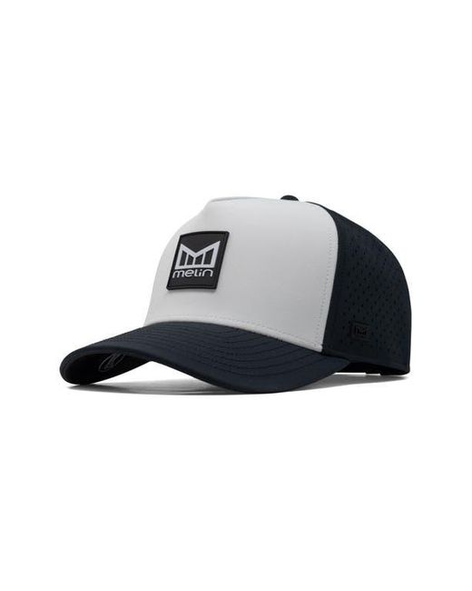Melin Black Odysea Stacked Hydro Performance Snapback Hat for men