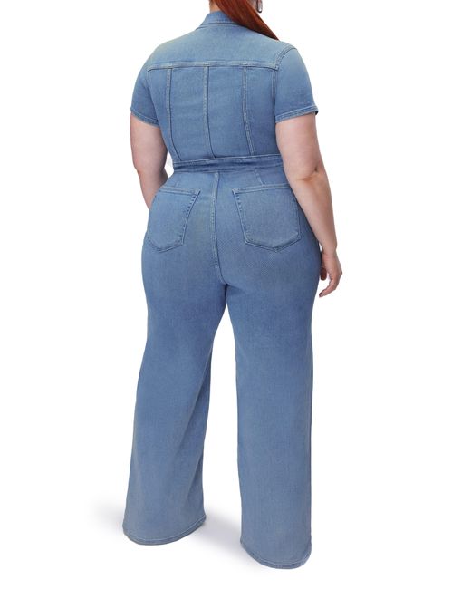 GOOD AMERICAN Blue Fit For Success Palazzo Jumpsuit