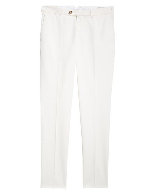 Brunello Cucinelli White Italian Fit Cotton Gabardine Chino Pants for men