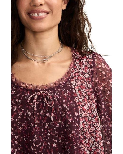 Lucky Brand Red Mixed Print Swing Top