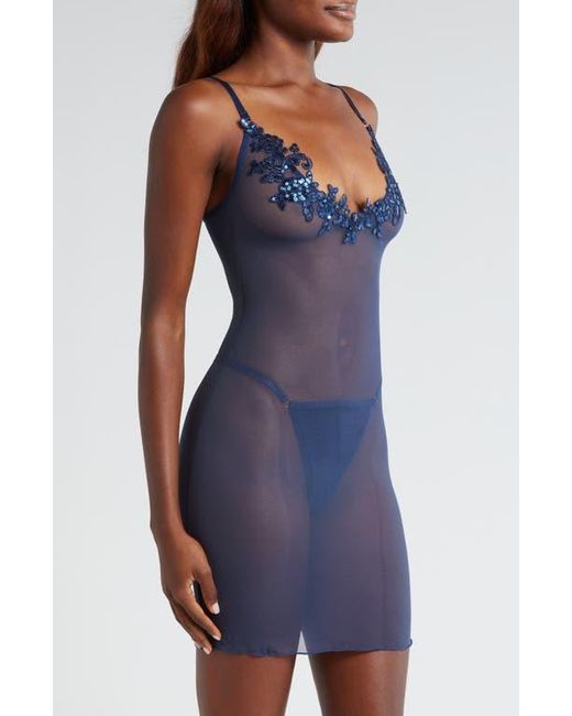 Kilo Brava Blue Sequin Sheer Mesh Chemise